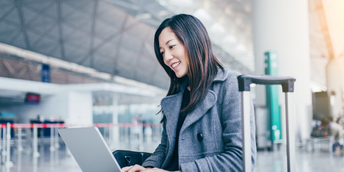 a business traveler at the airport