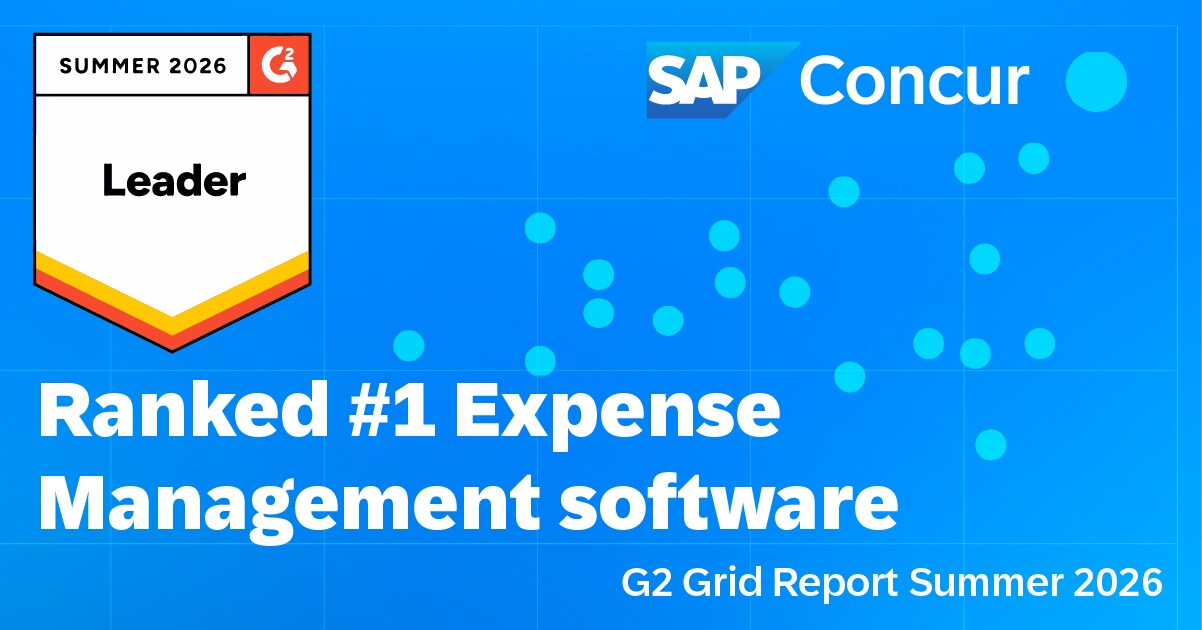 G2 user review grid image showing SAP Concur atop the upper right quadrant