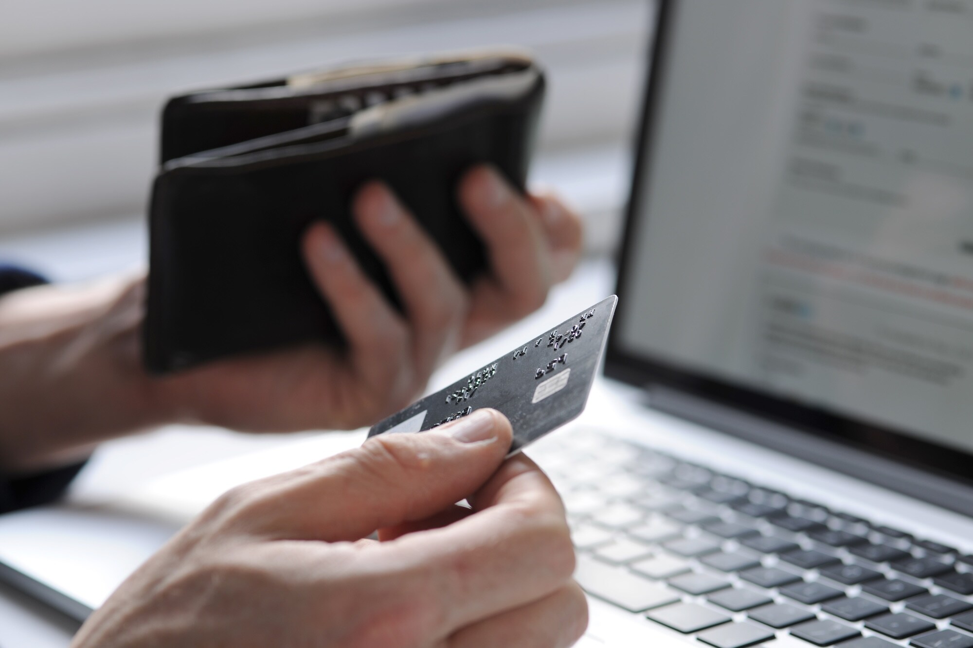 credit card, wallet, computer