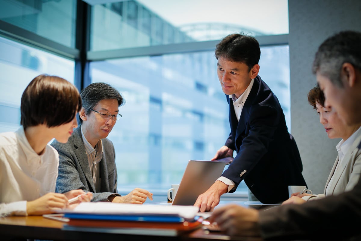 People in meeting talking