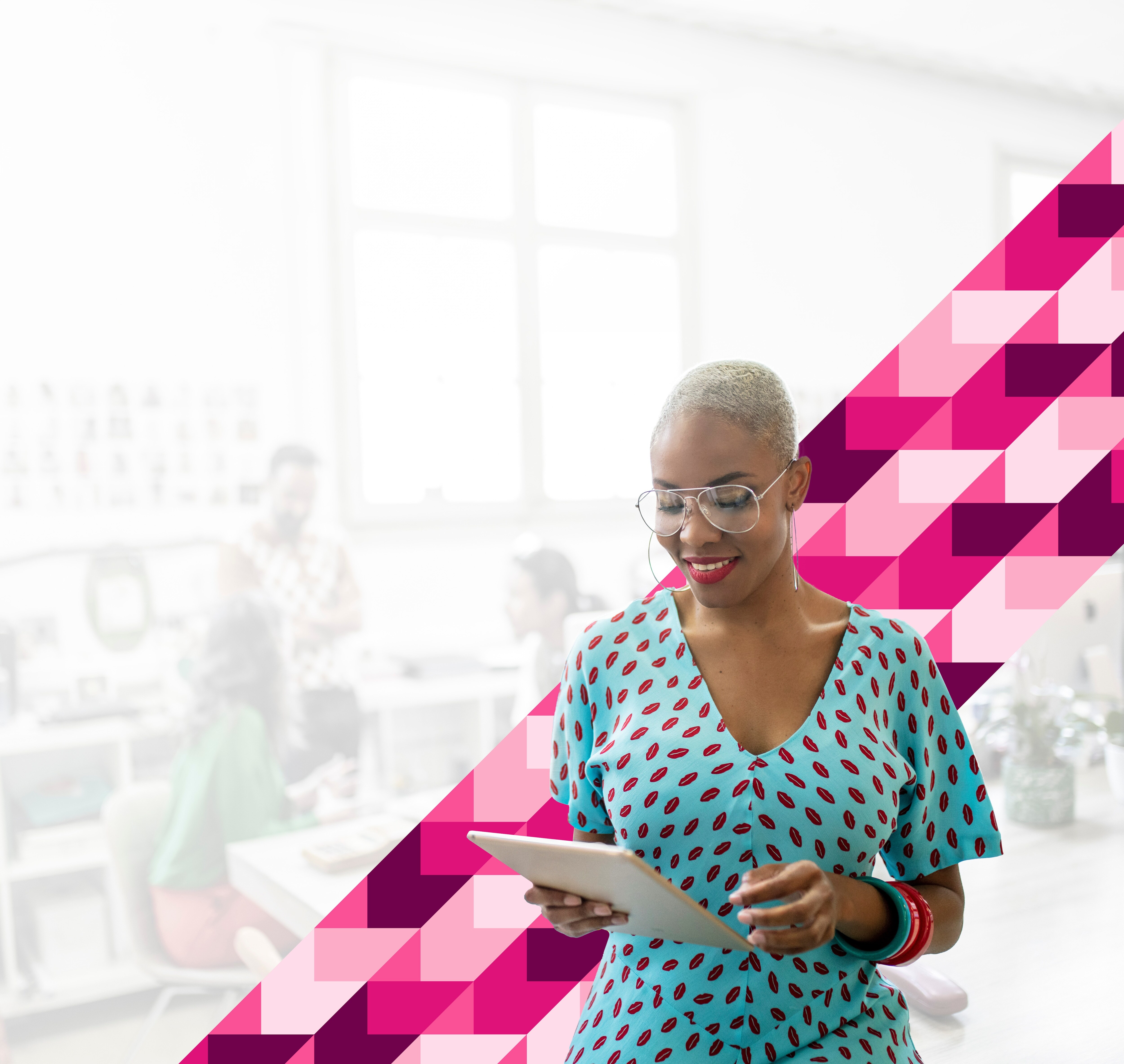 woman looking at ipad