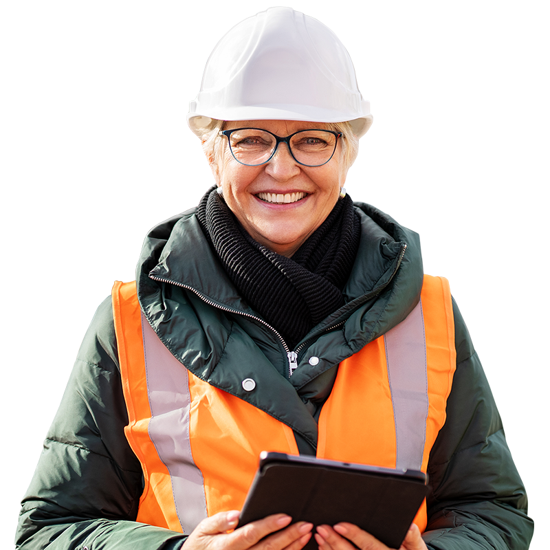 utility professional with tablet