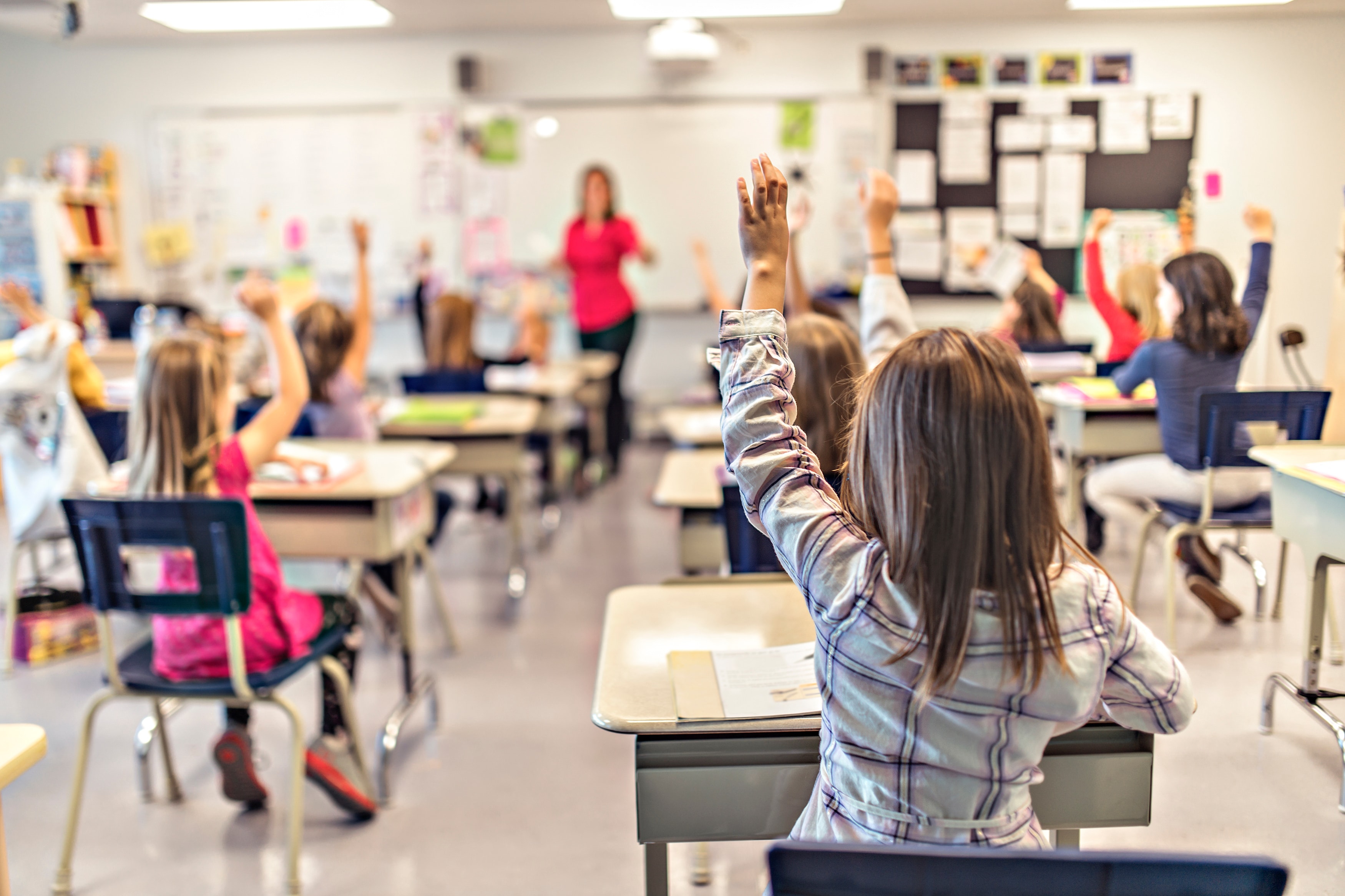 Kids learning in a class room