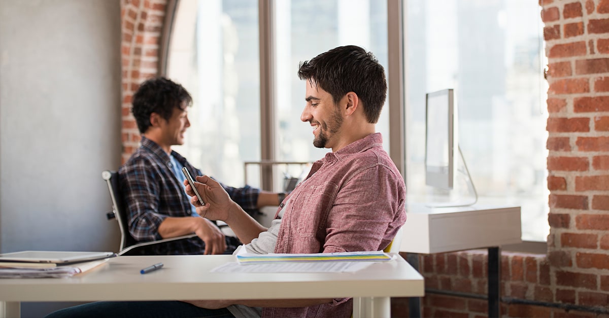 two people in office