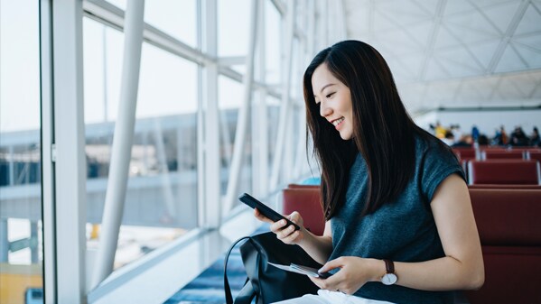 business traveler at the airport