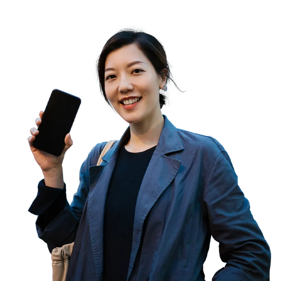 business professional holding cell phone
