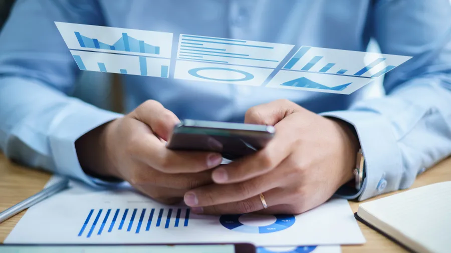 man using applications on phone