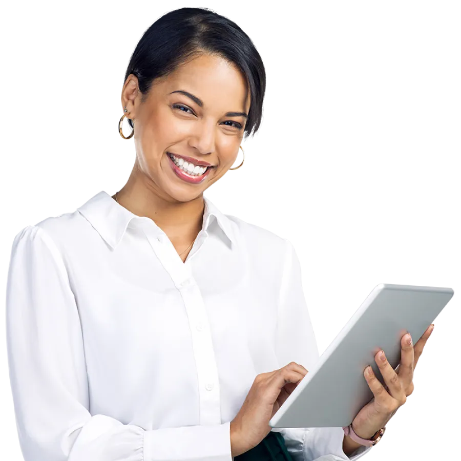 business professional using tablet