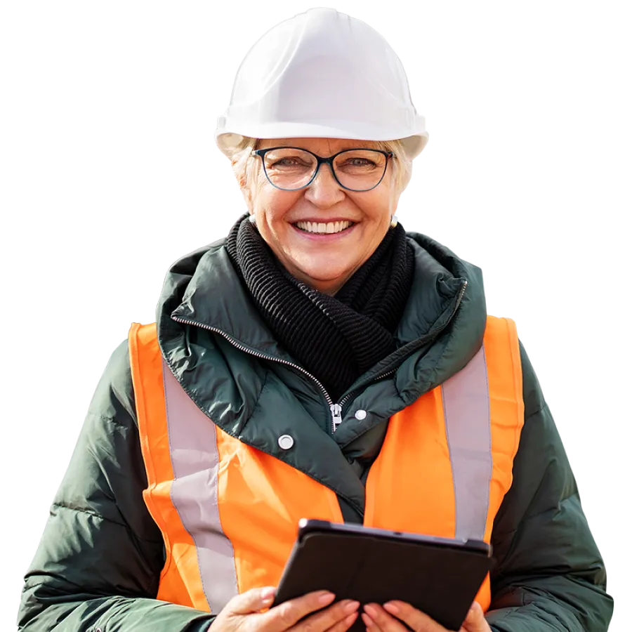 utility professional with tablet