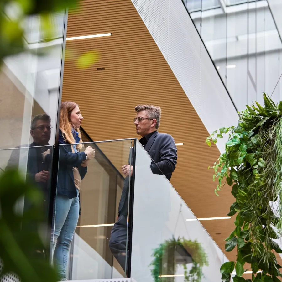 two people chatting