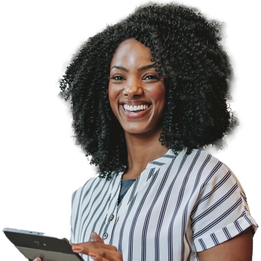 Woman holding a tablet