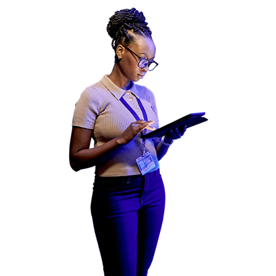 business professional using tablet