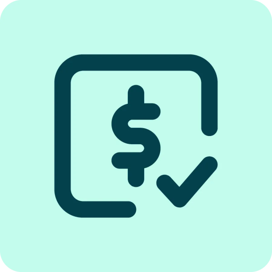 graphic of dollar sign and checkmark